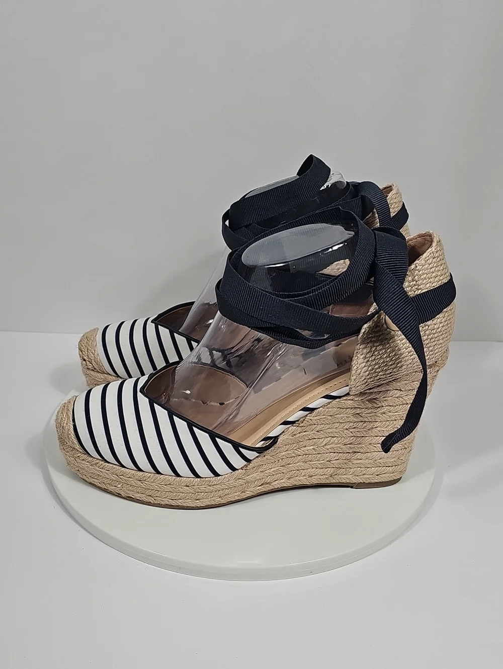 On 34th Melindaa Espadrille Wedge Stripe Lace Up Sandals 9.5 NIB Balletcore